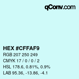 Color code: HEX #CFFAF9 | qconv.com