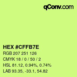 Color code: HEX #CFFB7E | qconv.com