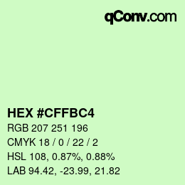 Color code: HEX #CFFBC4 | qconv.com
