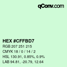 カラーコード: HEX #CFFBD7 | qconv.com