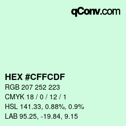 Color code: HEX #CFFCDF | qconv.com