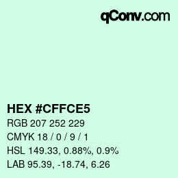 Color code: HEX #CFFCE5 | qconv.com