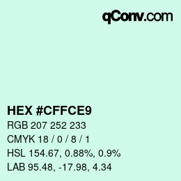 Color code: HEX #CFFCE9 | qconv.com