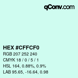 Color code: HEX #CFFCF0 | qconv.com