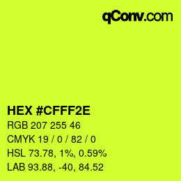 Color code: HEX #CFFF2E | qconv.com