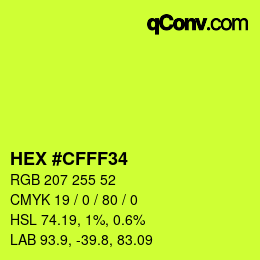 Code couleur: HEX #CFFF34 | qconv.com