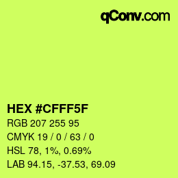 Color code: HEX #CFFF5F | qconv.com