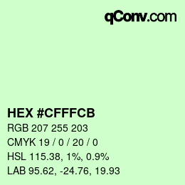 カラーコード: HEX #CFFFCB | qconv.com