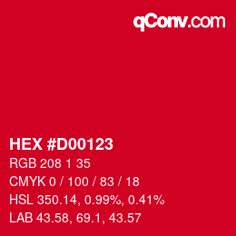 Color code: HEX #D00123 | qconv.com