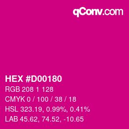 カラーコード: HEX #D00180 | qconv.com
