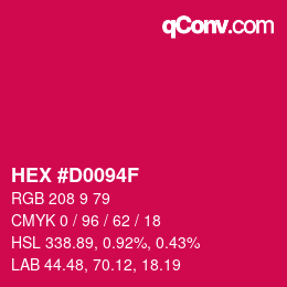 カラーコード: HEX #D0094F | qconv.com