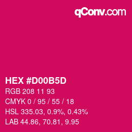 Farbcode: HEX #D00B5D | qconv.com