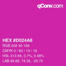 カラーコード: HEX #D024A8 | qconv.com