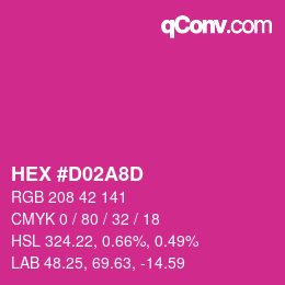 颜色代码: HEX #D02A8D | qconv.com