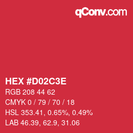 カラーコード: HEX #D02C3E | qconv.com