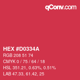 Color code: HEX #D0334A | qconv.com
