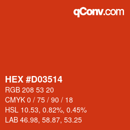 カラーコード: HEX #D03514 | qconv.com