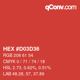 カラーコード: HEX #D03D36 | qconv.com