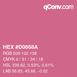 カラーコード: HEX #D0668A | qconv.com
