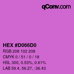 カラーコード: HEX #D066D0 | qconv.com
