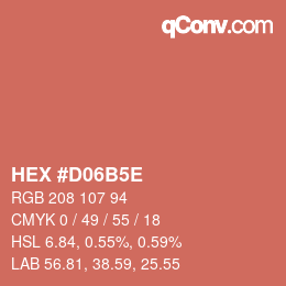 カラーコード: HEX #D06B5E | qconv.com
