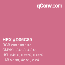 颜色代码: HEX #D06C89 | qconv.com