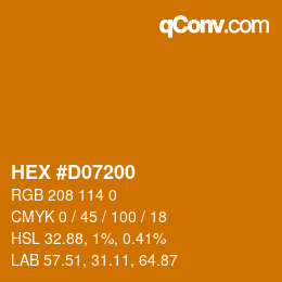 Color code: HEX #D07200 | qconv.com