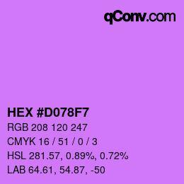 Color code: HEX #D078F7 | qconv.com