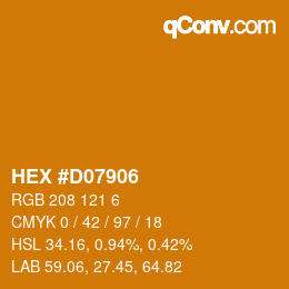 颜色代码: HEX #D07906 | qconv.com