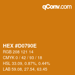 カラーコード: HEX #D0790E | qconv.com
