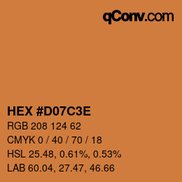 Color code: HEX #D07C3E | qconv.com
