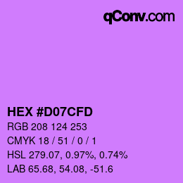 カラーコード: HEX #D07CFD | qconv.com