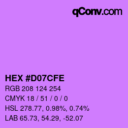 Color code: HEX #D07CFE | qconv.com