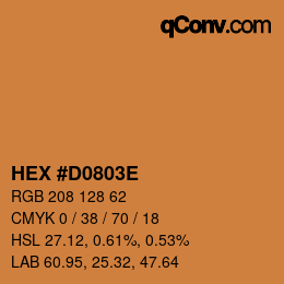 Color code: HEX #D0803E | qconv.com