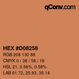 カラーコード: HEX #D08258 | qconv.com