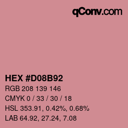 カラーコード: HEX #D08B92 | qconv.com