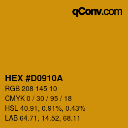 カラーコード: HEX #D0910A | qconv.com