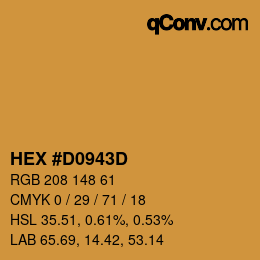 カラーコード: HEX #D0943D | qconv.com