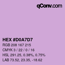 颜色代码: HEX #D0A7D7 | qconv.com
