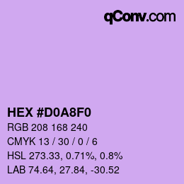 颜色代码: HEX #D0A8F0 | qconv.com