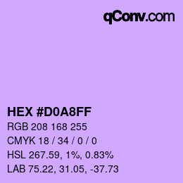 Color code: HEX #D0A8FF | qconv.com