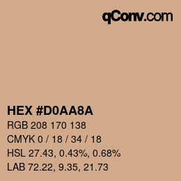 颜色代码: HEX #D0AA8A | qconv.com