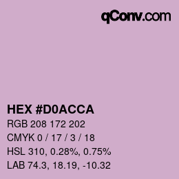 カラーコード: HEX #D0ACCA | qconv.com