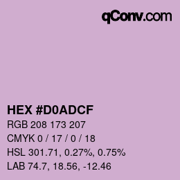 Color code: HEX #D0ADCF | qconv.com