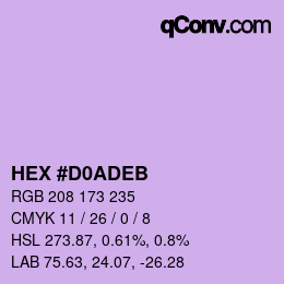 Color code: HEX #D0ADEB | qconv.com