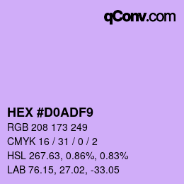 颜色代码: HEX #D0ADF9 | qconv.com