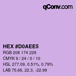 Farbcode: HEX #D0AEE5 | qconv.com