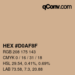 カラーコード: HEX #D0AF8F | qconv.com