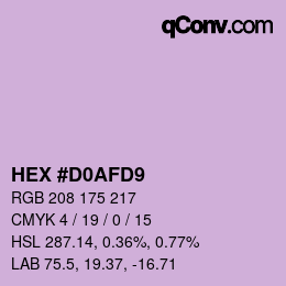 Color code: HEX #D0AFD9 | qconv.com
