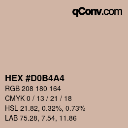 カラーコード: HEX #D0B4A4 | qconv.com